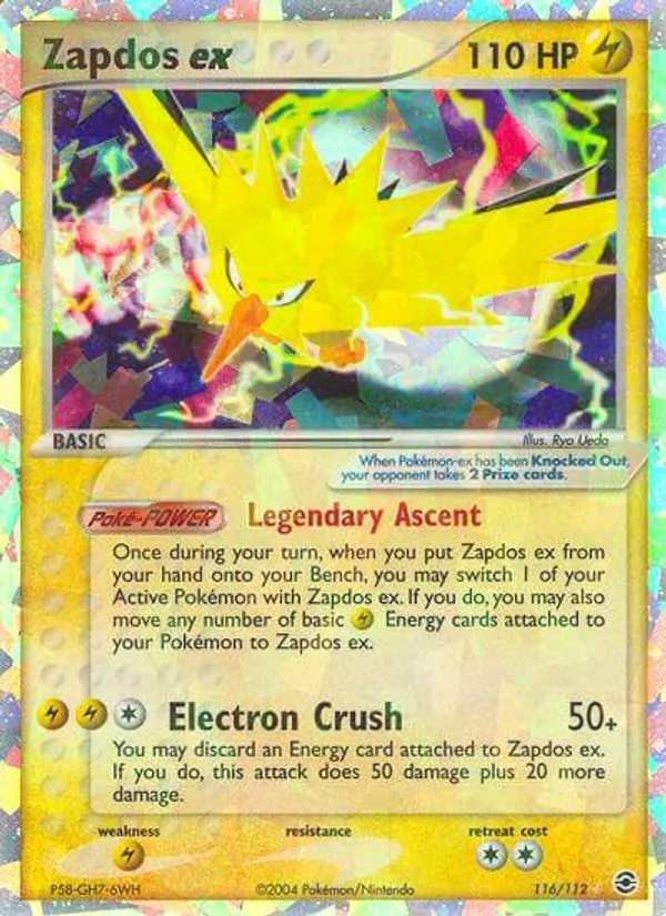 Zapdos ex card from FireRed & LeafGreen, number 116/112