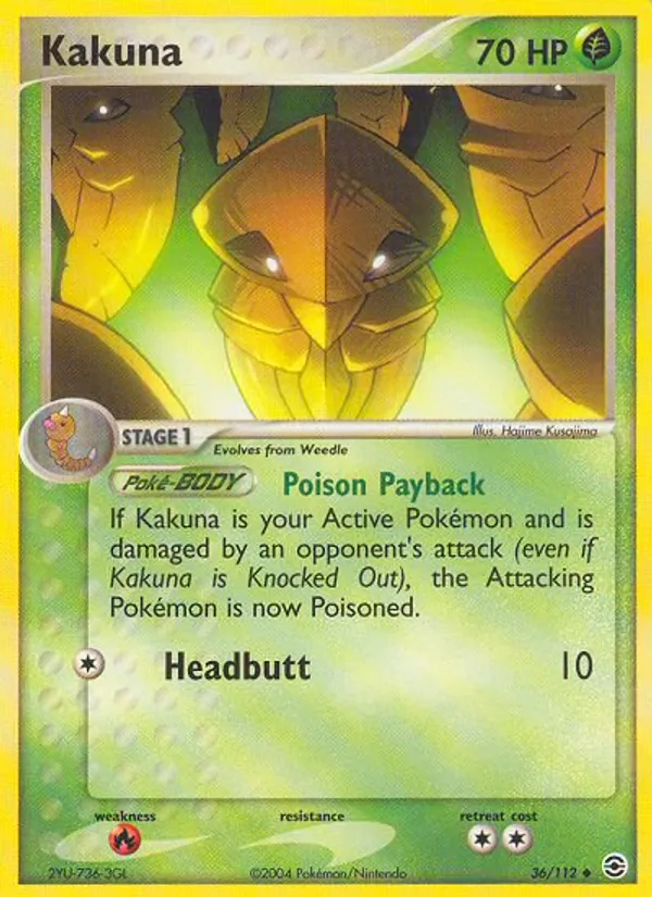 Kartu Kakuna dari FireRed & LeafGreen, nomor 36/112