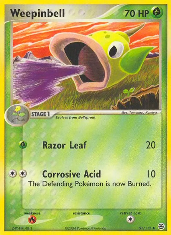 Kaart Weepinbell uit FireRed & LeafGreen, nummer 51/112