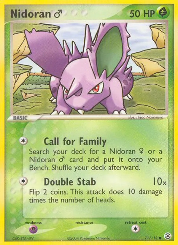 Kartu Nidoran♂ dari FireRed & LeafGreen, nomor 71/112