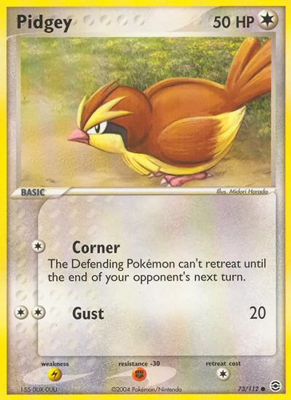 Pidgey card from FireRed & LeafGreen, number 73/112