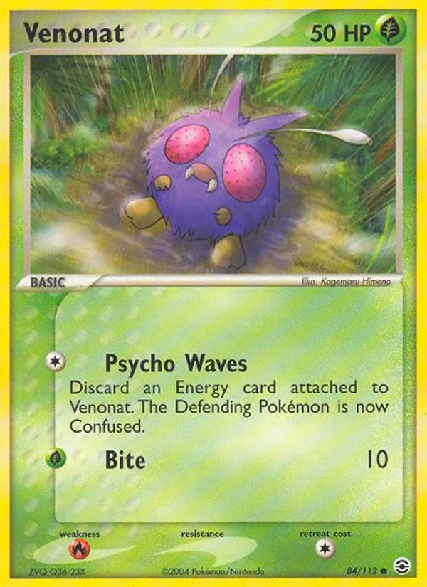 Carta Venonat de la expansión FireRed & LeafGreen, número 84/112
