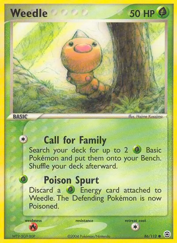 Kaart Weedle uit FireRed & LeafGreen, nummer 86/112