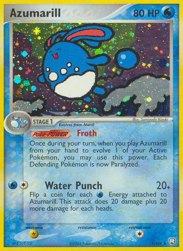 Azumarill card from Team Rocket Returns, number 1/109