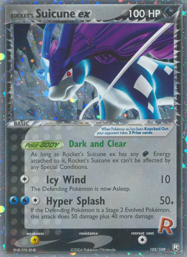 Rocket's Suicune ex card from Team Rocket Returns, number 105/109