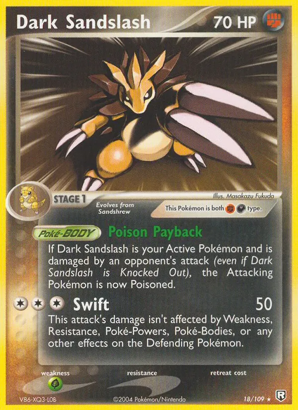 Dark Sandslash card from Team Rocket Returns, number 18/109