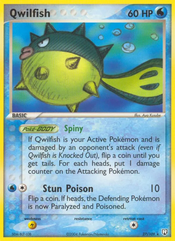Kaart Qwilfish uit Team Rocket Returns, nummer 27/109