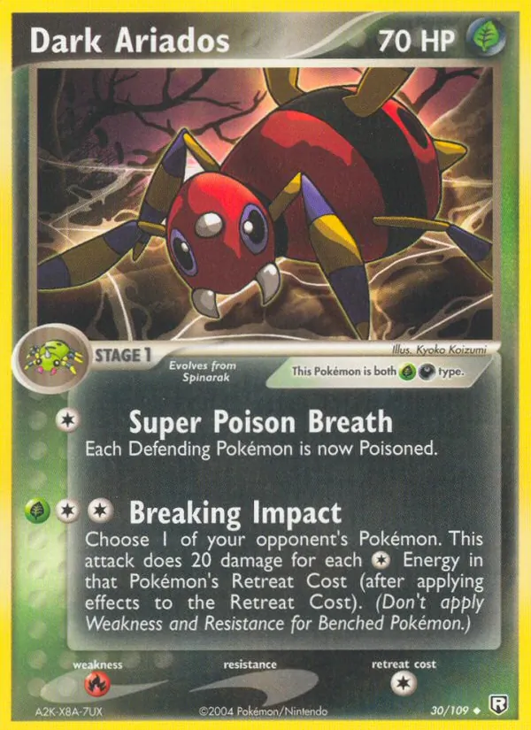 Dark Ariados card from Team Rocket Returns, number 30/109