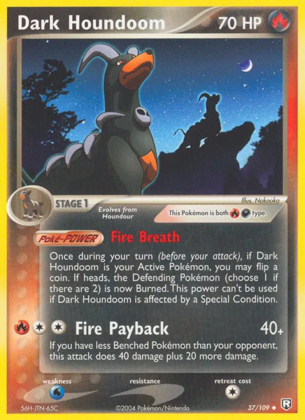 Dark Houndoom card from Team Rocket Returns, number 37/109
