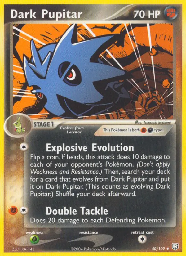 Kartu Dark Pupitar dari Team Rocket Returns, nomor 40/109