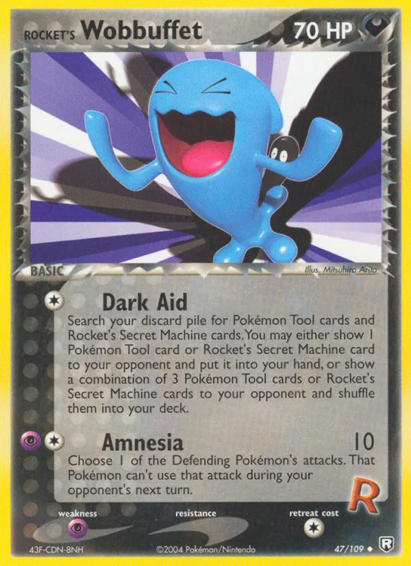 Kartu Rocket's Wobbuffet dari Team Rocket Returns, nomor 47/109