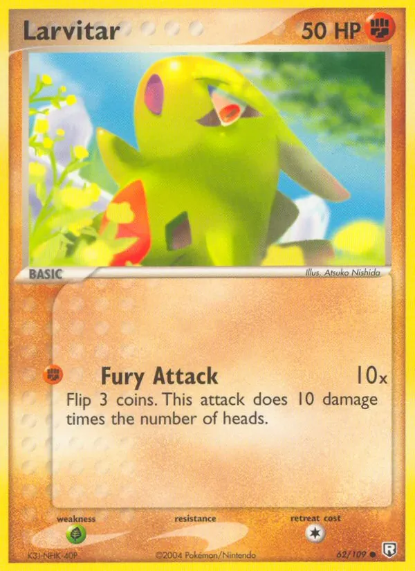 Kaart Larvitar uit Team Rocket Returns, nummer 62/109