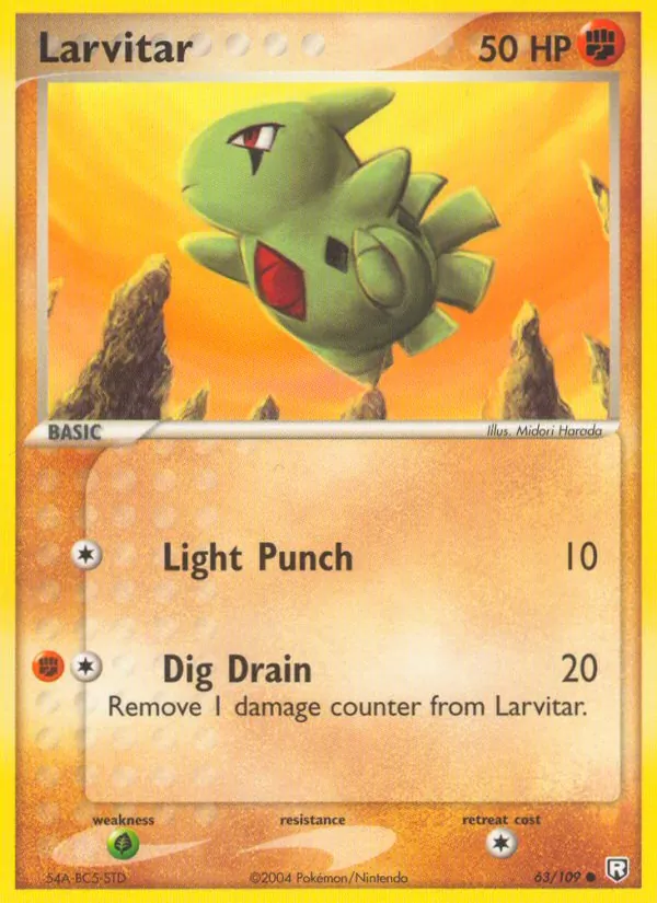 Kaart Larvitar uit Team Rocket Returns, nummer 63/109