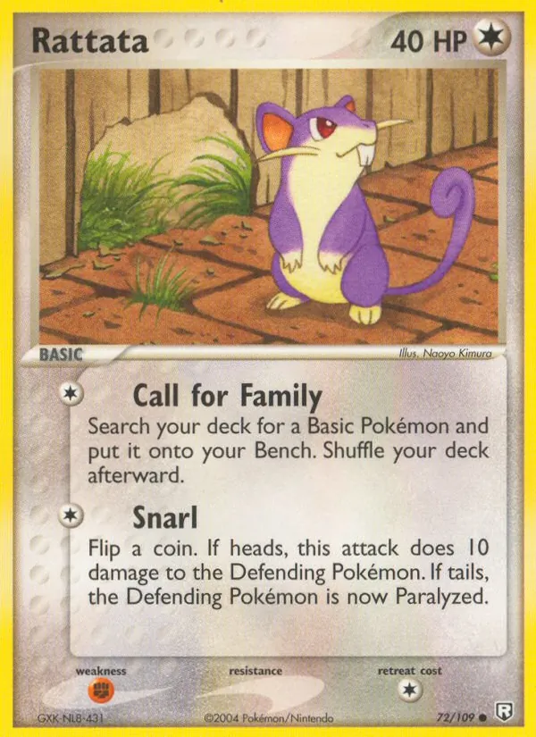 Carta Rattata dell'espansione Team Rocket Returns, numero 72/109
