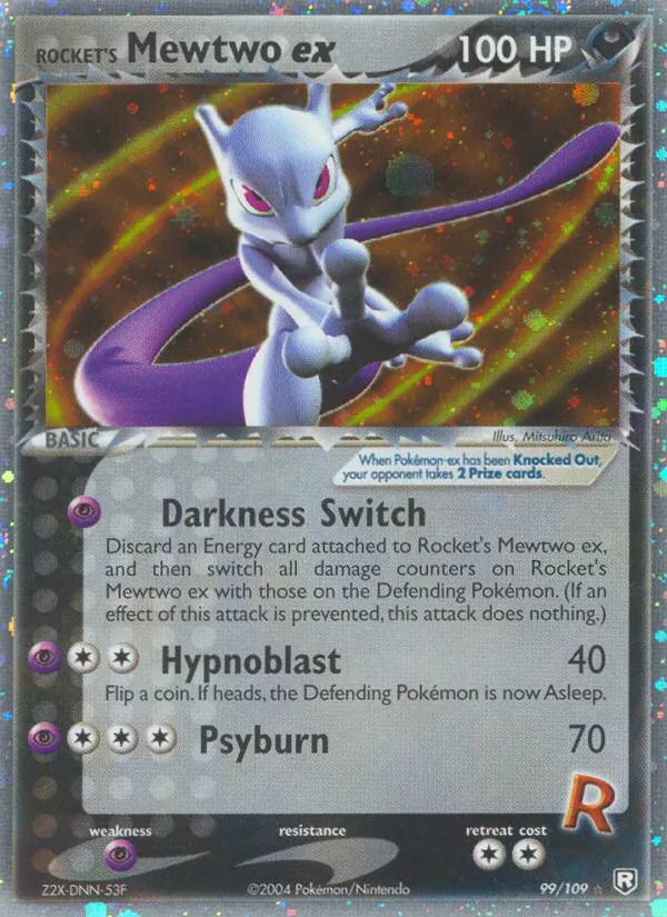 Rocket's Mewtwo ex card from Team Rocket Returns, number 99/109