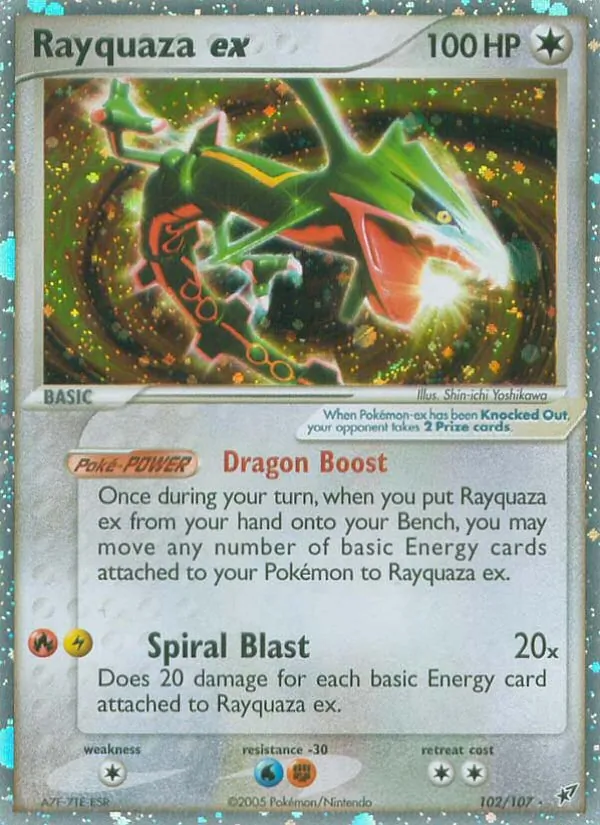 Rayquaza ex card from Deoxys, number 102/107