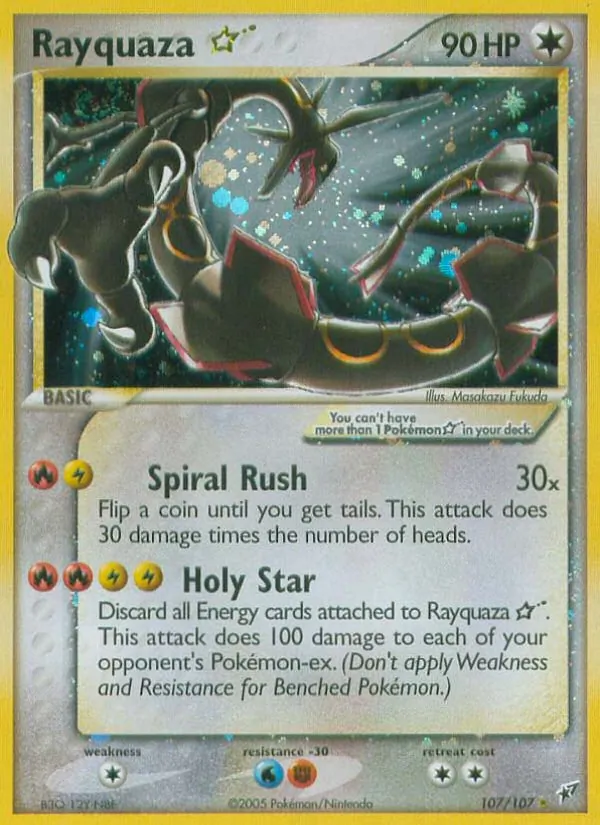 Kaart Rayquaza ☆ uit Deoxys, nummer 107/107