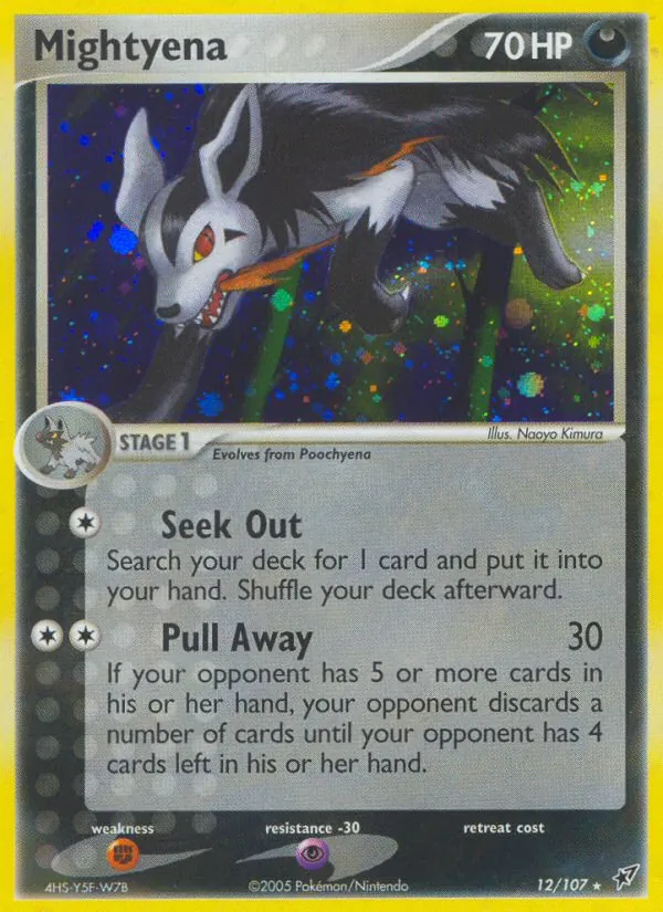 Mightyena card from Deoxys, number 12/107