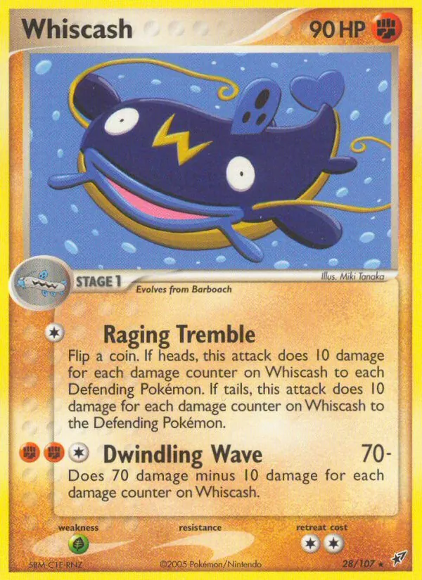 Carta Whiscash de la expansión Deoxys, número 28/107