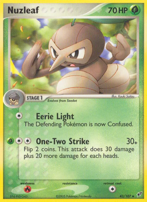 Kaart Nuzleaf uit Deoxys, nummer 43/107
