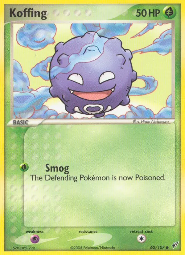 Kaart Koffing uit Deoxys, nummer 62/107