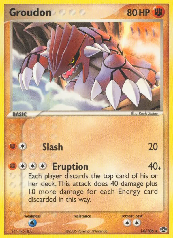 Groudon card from Emerald, number 14/106