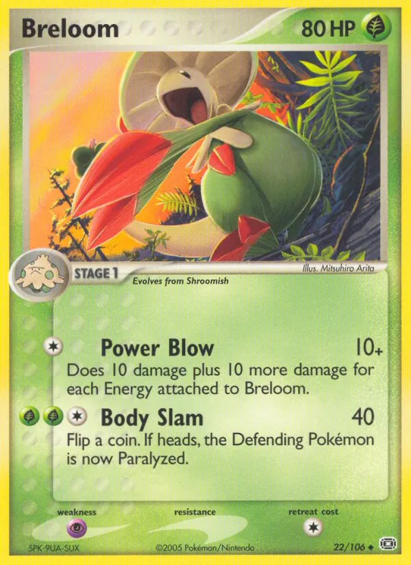 Carta Breloom de la expansión Emerald, número 22/106