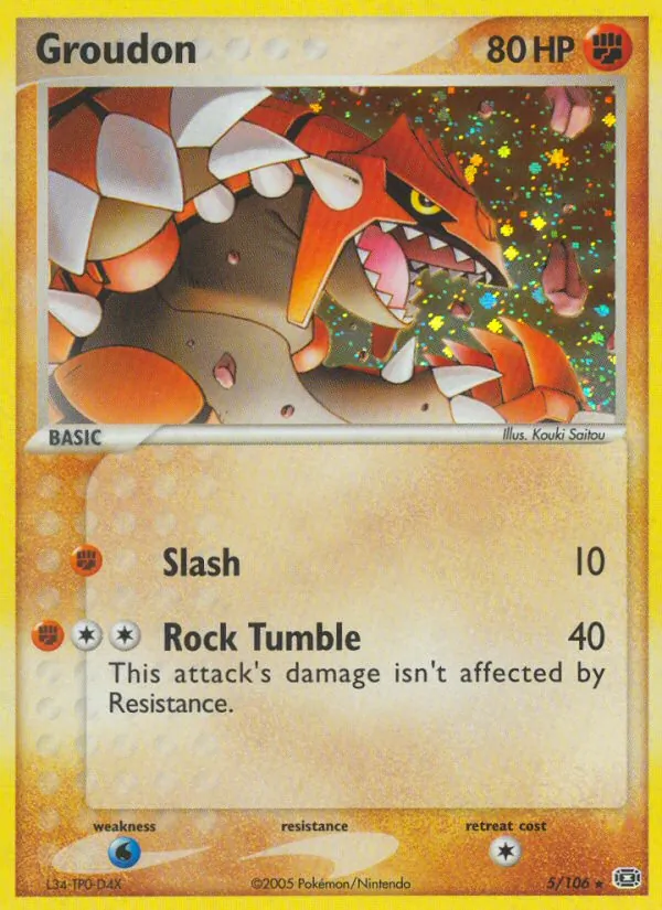 Groudon card from Emerald, number 5/106