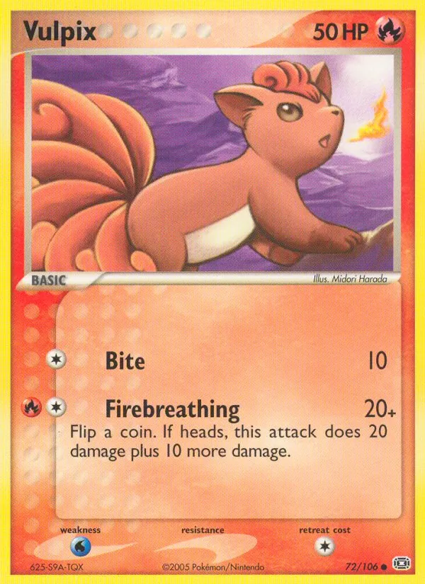 Kartu Vulpix dari Emerald, nomor 72/106