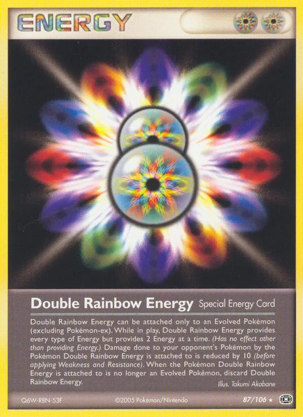 Carta Double Rainbow Energy dell'espansione Emerald, numero 87/106