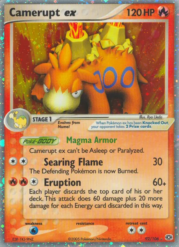 Camerupt ex card from Emerald, number 92/106