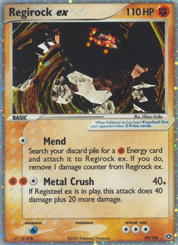 Regirock ex card from Emerald, number 99/106
