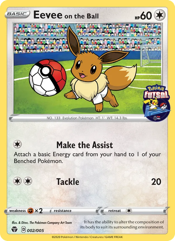 Eevee on the Ball card from Pokémon Futsal 2020, number 2/5