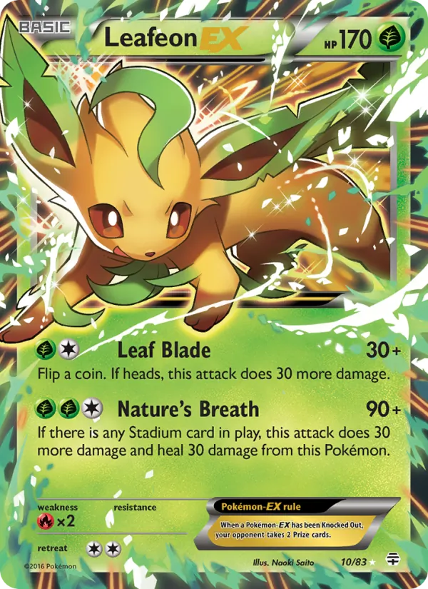 Leafeon EX card from Generations, number 10/83