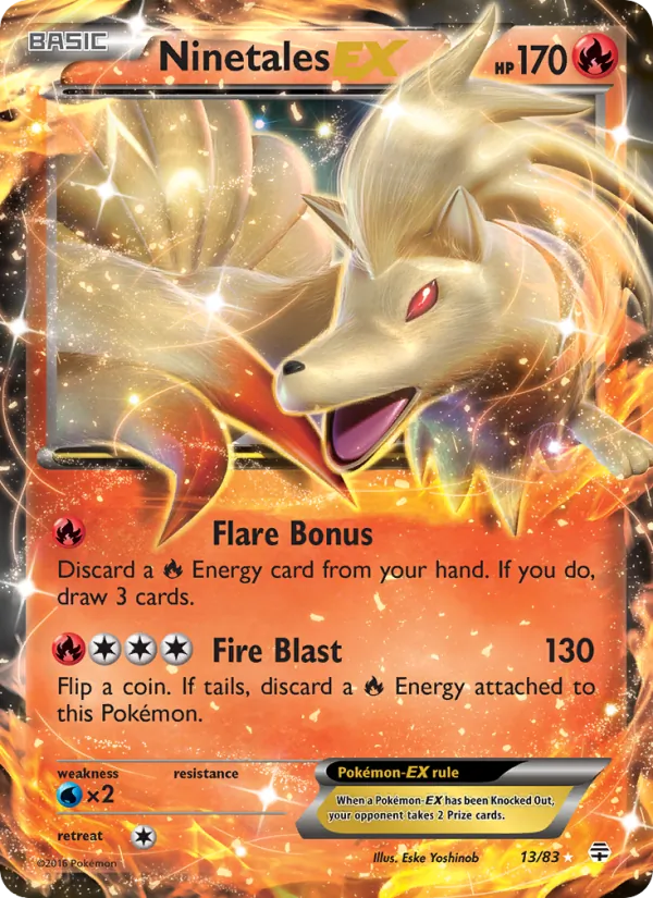 Kaart Ninetales EX uit Generations, nummer 13/83