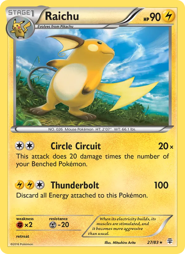 Carta Raichu dell'espansione Generations, numero 27/83