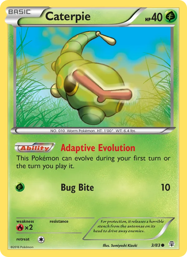 Kartu Caterpie dari Generations, nomor 3/83
