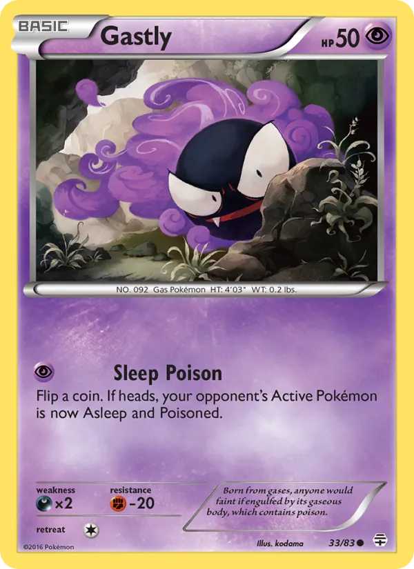 Carta Gastly dell'espansione Generations, numero 33/83