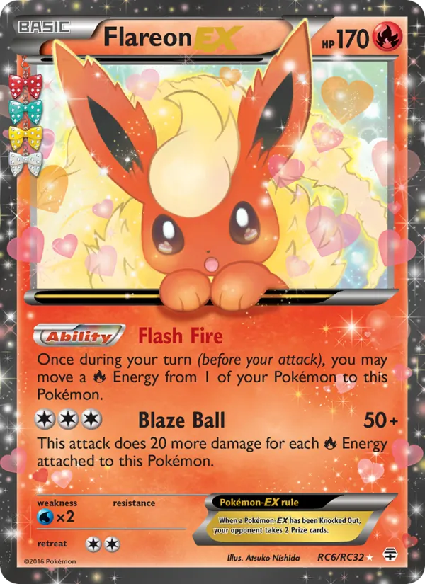 Kartu Flareon EX dari Generations, nomor RC6/83