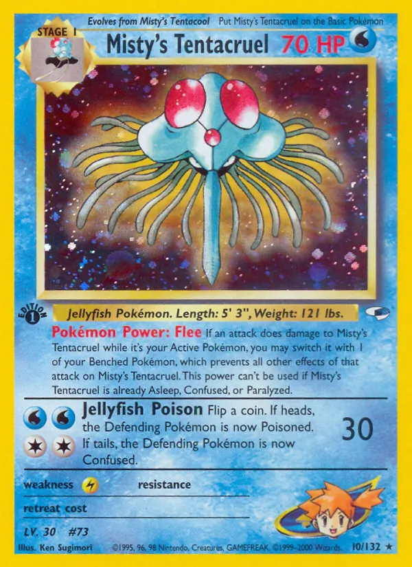 Misty's Tentacruel card from Gym Heroes, number 10/132