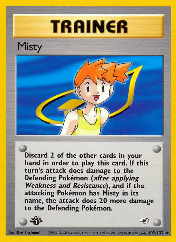Misty card from Gym Heroes, number 102/132