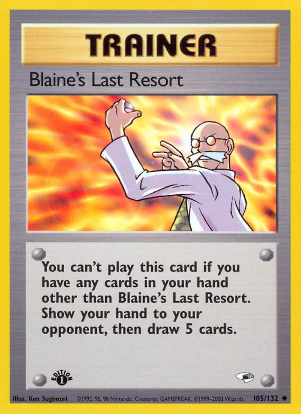 Blaine's Last Resort card from Gym Heroes, number 105/132