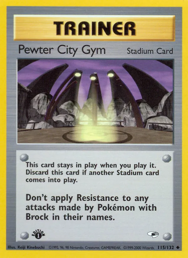 Pewter City Gym card from Gym Heroes, number 115/132