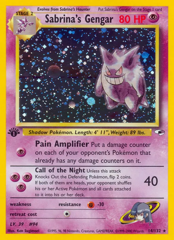 Sabrina's Gengar card from Gym Heroes, number 14/132