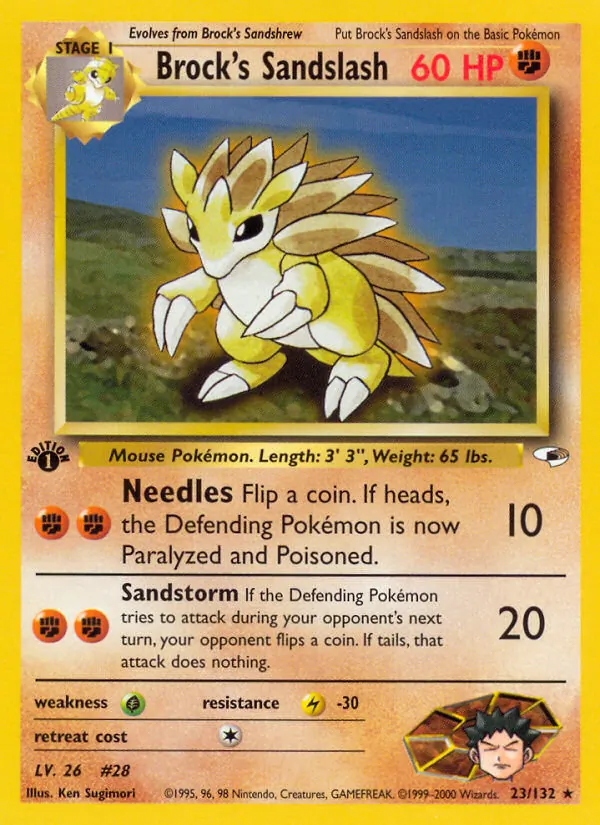 Brock's Sandslash card from Gym Heroes, number 23/132