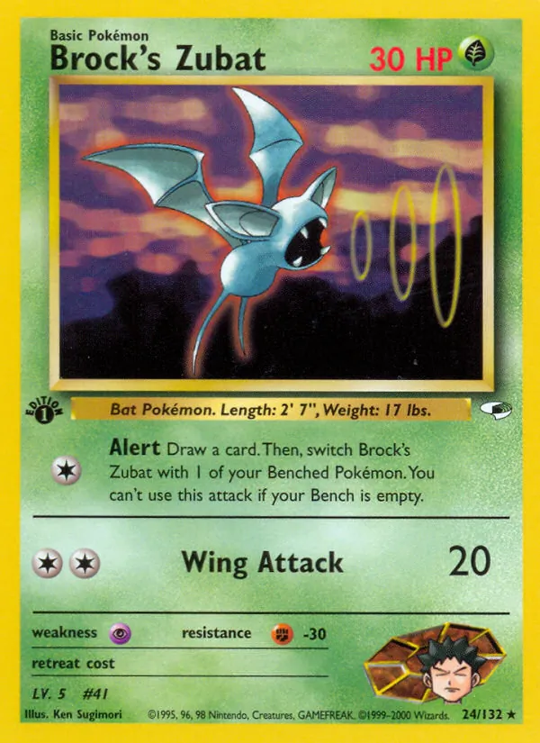 Brock's Zubat card from Gym Heroes, number 24/132