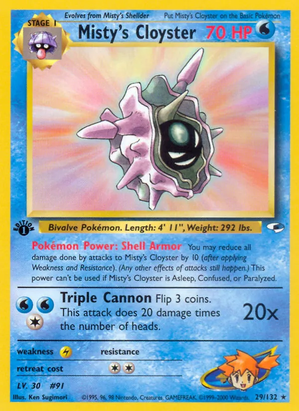 Misty's Cloyster card from Gym Heroes, number 29/132