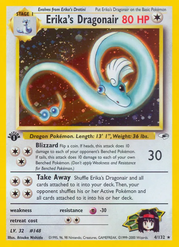 Erika's Dragonair card from Gym Heroes, number 4/132