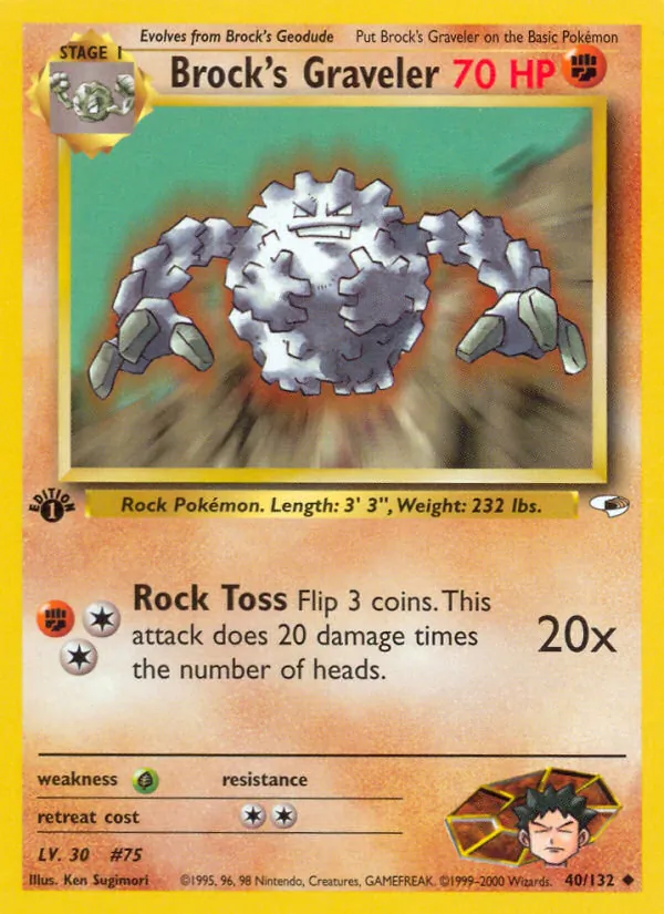 Brock's Graveler card from Gym Heroes, number 40/132