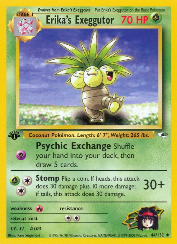 Erika's Exeggutor card from Gym Heroes, number 44/132